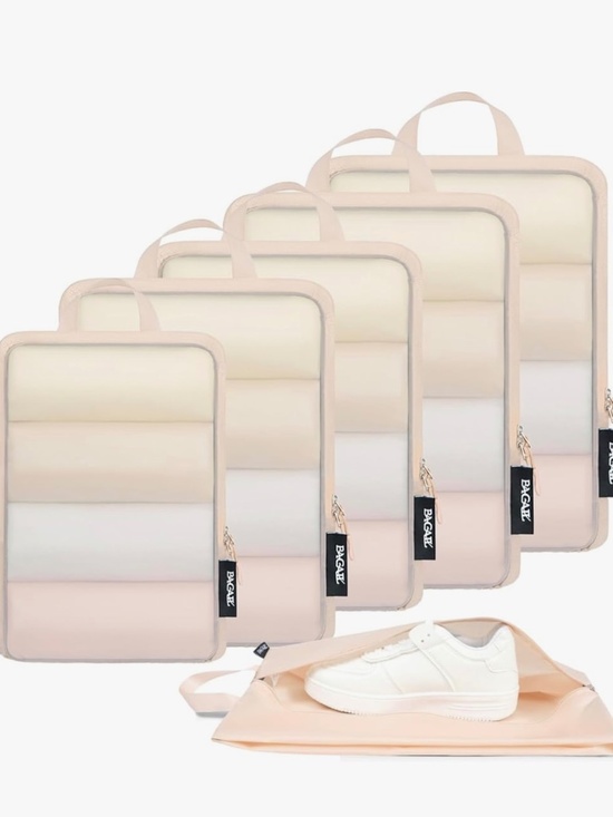 Handbags - 6 Set Ultralight Compression Packing Cubes - Beige